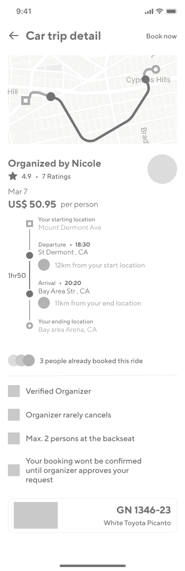 Carpool Detail Wireframe