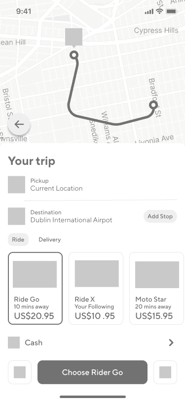 Choose Ride Wireframe